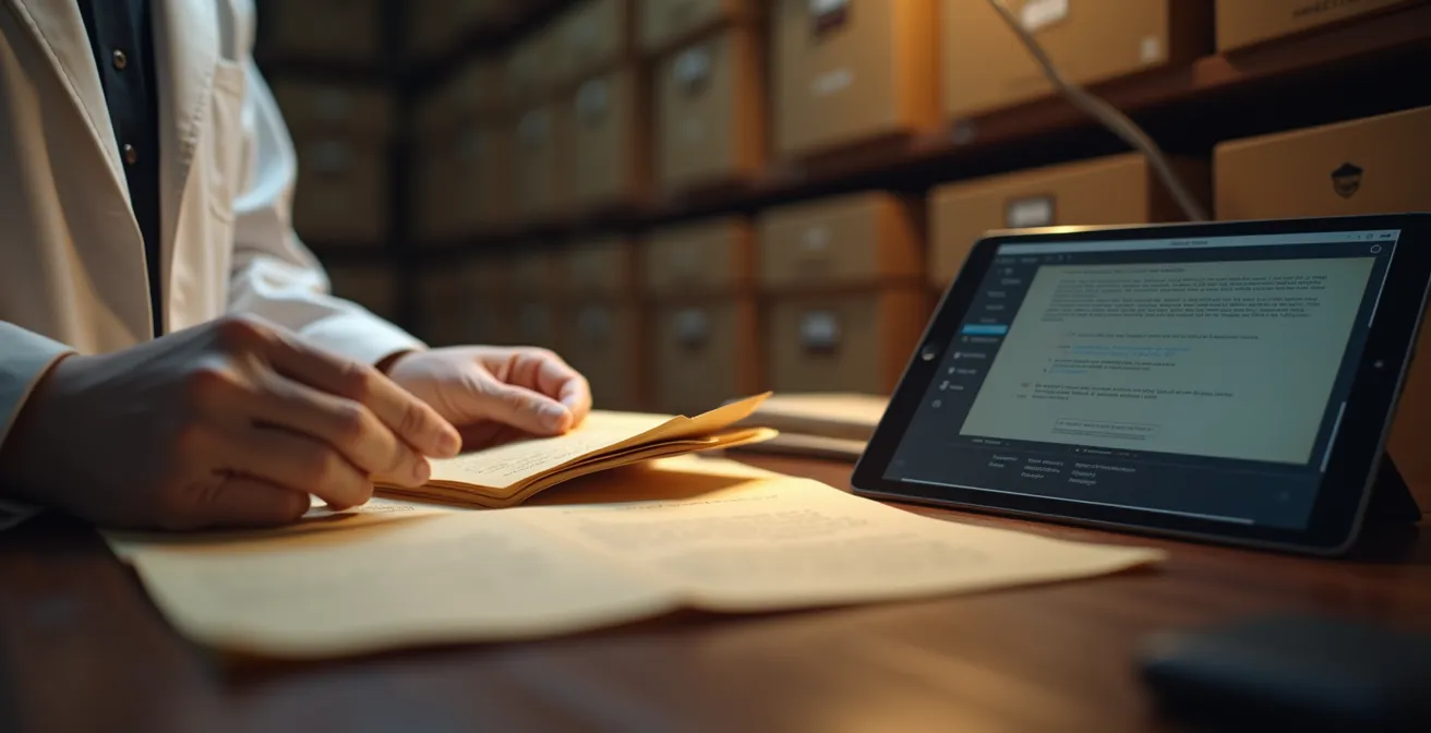 Espace de recherche avec documents historiques et outils numériques modernes pour l'exploration de l'histoire québécoise