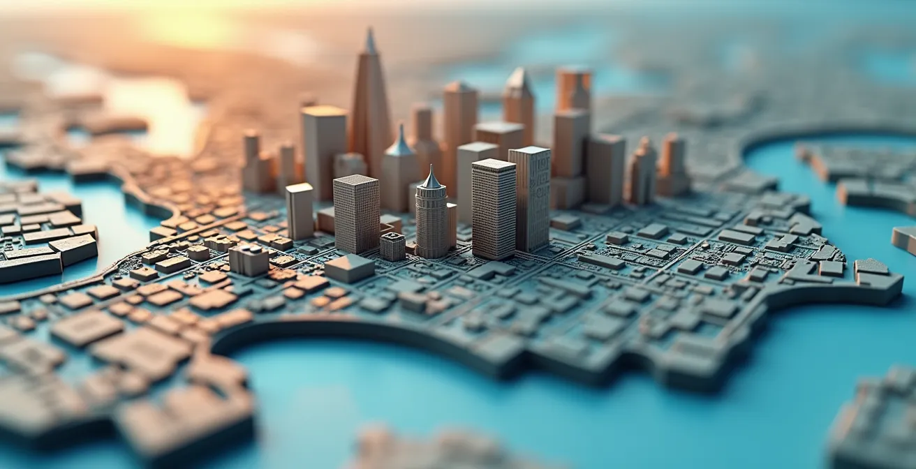 Carte détaillée des quartiers d'innovation de Montréal avec textures urbaines distinctes