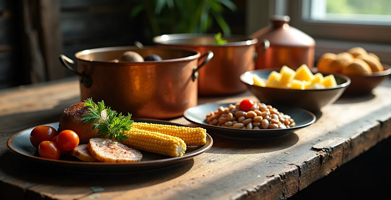 Tableau visuel montrant l'évolution des plats québécois à travers les époques