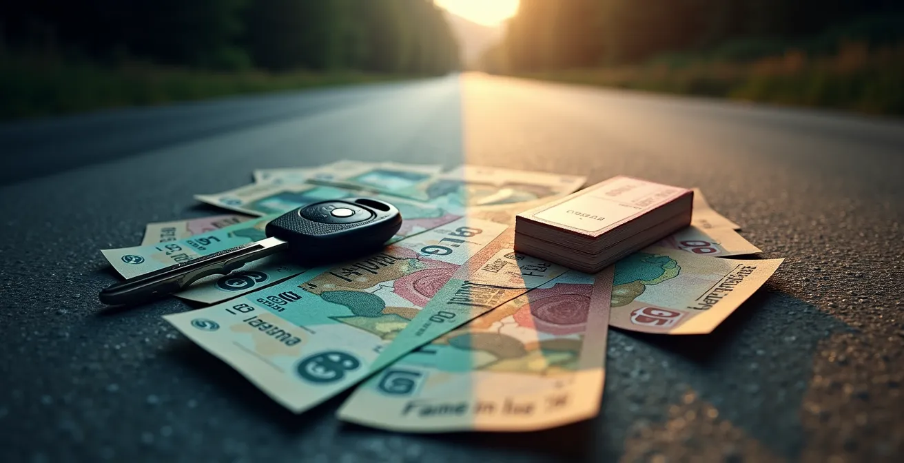 Comparaison visuelle des coûts de transport entre voiture et autobus pour le trajet Montréal-Sherbrooke