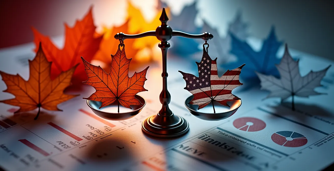 Comparaison visuelle de l'impact fiscal entre TSX et NYSE pour un investisseur canadien