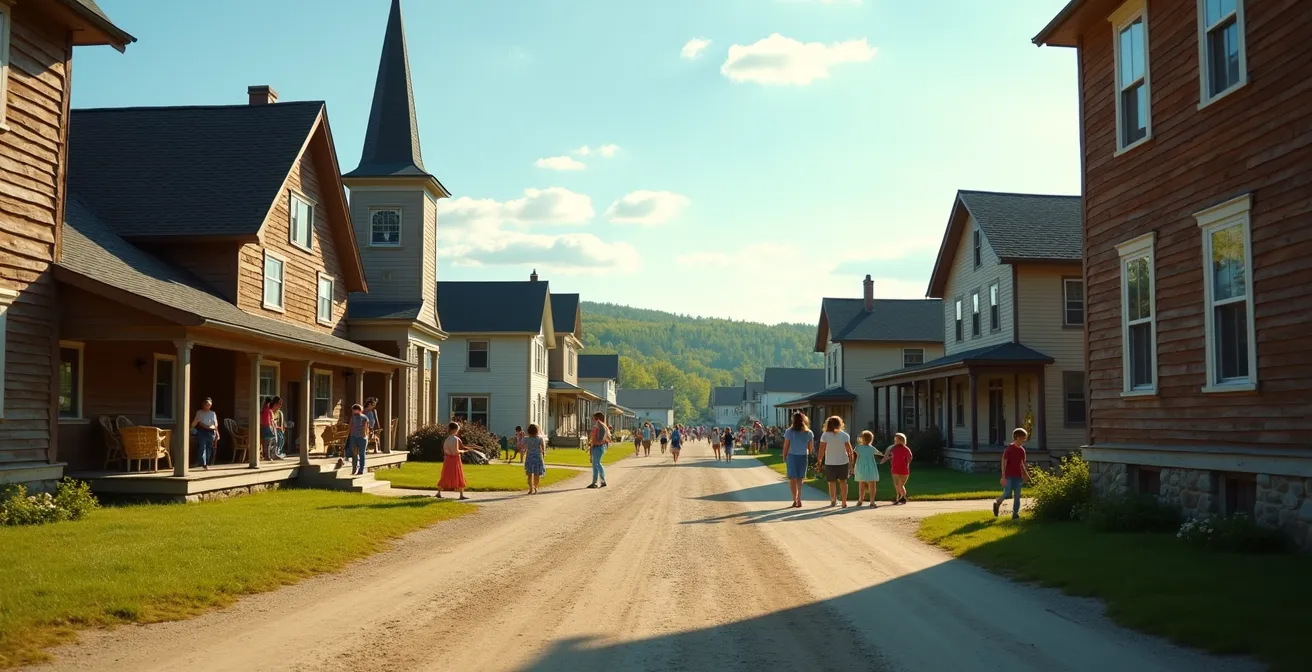 Famille avec enfants participant à une démonstration de forge dans un village historique