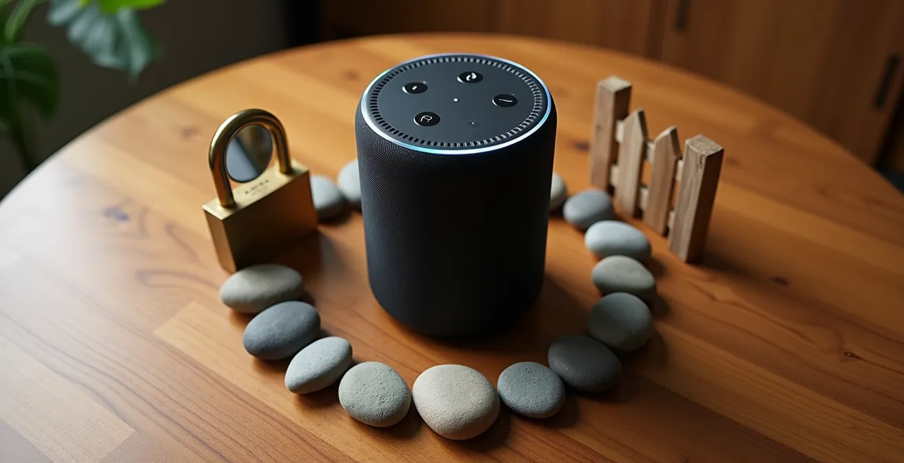 Configuration sécurisée d'un assistant vocal avec paramètres de confidentialité symbolisés