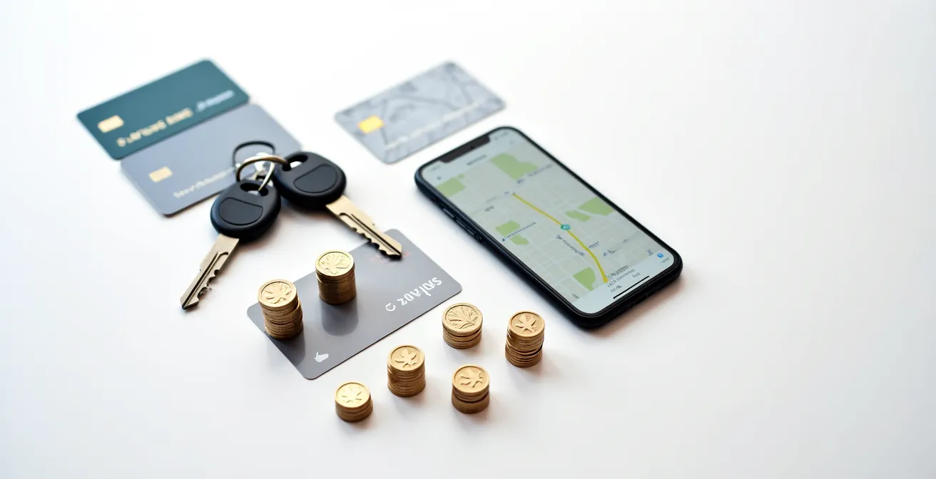 Infographie abstraite montrant différentes options de transport avec des icônes colorées