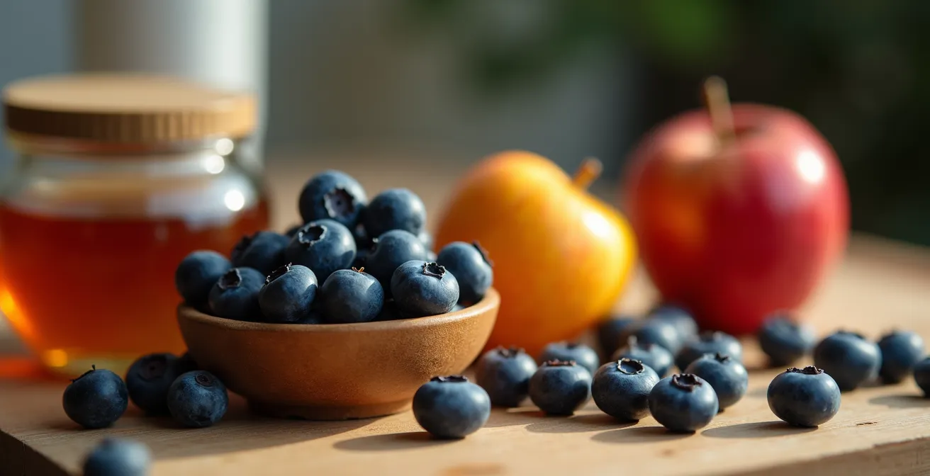 Composition artistique montrant des aliments locaux canadiens naturels contrastant avec des produits wellness ultra-transformés